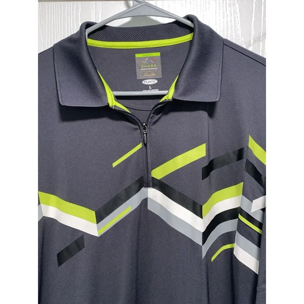 Greg Norman For Tasso Elba Black Large Play dry Polo 1/4 Zip Golf‎